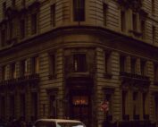 Stylish limousine on a city street